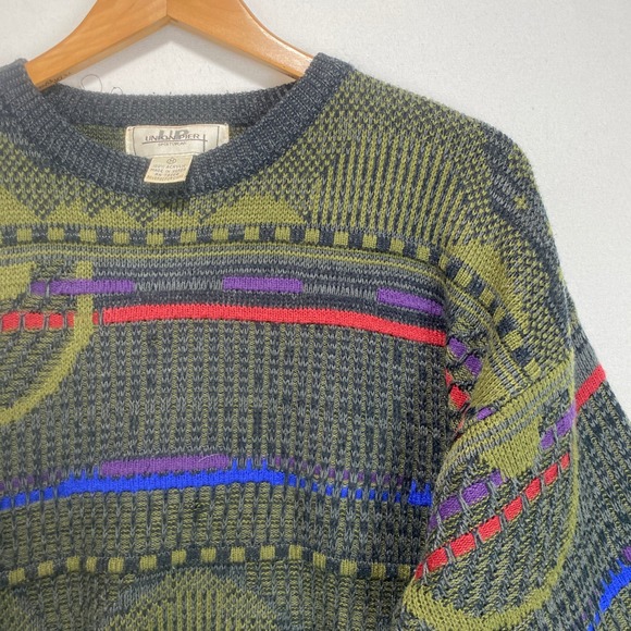 Union Pier Sportswear Other - Union Pier 3D Coogi Style Sweater Abstract Men's Knit Green Purple Red Size M